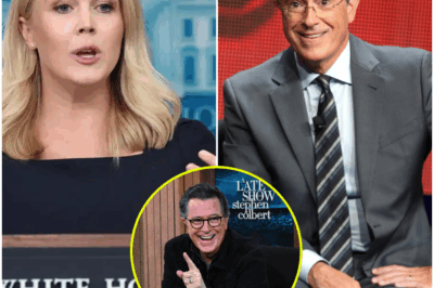 “SHOCKING TV SHOWDOWN: Karoline Leavitt Hijacks Stephen Colbert’s Stage in Explosive Clash—Audience Left Gasping as Segment Is Cut Short! What Sparked This Unbelievable Confrontation, and Why Did The Late Show Suddenly End? Get the Inside Scoop on the Drama That Left Viewers Stunned and Social Media on Fire!”