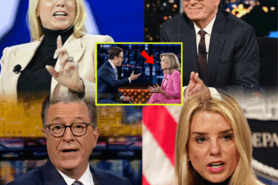 UNBELIEVABLE TV SHOWDOWN: PAM BONDI HUMILIATES STEPHEN COLBERT LIVE ON AIR—COLBERT LEFT SHAKEN AND APOLOGIZES BACKSTAGE AS THE LATE SHOW FACES A MAJOR CRISIS!
