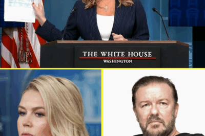 SHOCKING LIVE SHOWDOWN: Karoline Leavitt OBLITERATES Ricky Gervais with Savage Clapback—Host Left Scrambling as Audience Stunned! What Did She Say That Sent the Studio into Silence?