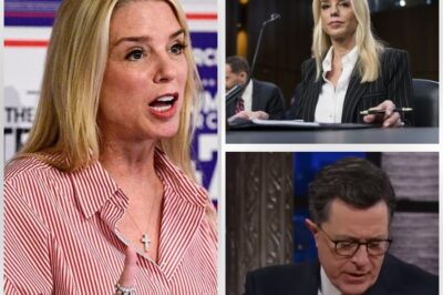 🔥 TV BOMBSHELL: Pam Bondi SHOCKS Stephen Colbert LIVE on ‘The Late Show’—Audience Gasped as Her Brutal Comeback Left Colbert Speechless!
