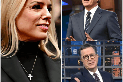 BREAKING: PAM BONDI TAKES OVER THE LATE SHOW—STEPHEN COLBERT SHAKEN, APOLOGIZES BACKSTAGE AS SHOW FACES POSSIBLE SUSPENSION! In a jaw-dropping twist, Pam Bondi turned The Late Show upside down, leaving Stephen Colbert rattled and issuing an apology backstage after a fiery exchange. The moment was so intense, the show is now facing possible suspension. What led to this dramatic showdown? And how did Colbert’s quick response leave viewers on edge? The full story is unfolding now—stay tuned for all the shocking details.