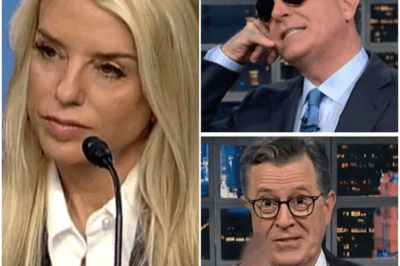 BREAKING: Pam Bondi Shocks The Late Show Audience—A Brutal One-Liner Leaves Stephen Colbert and Producers Speechless!  What was supposed to be a typical appearance on The Late Show took a dramatic turn when Pam Bondi completely dominated the stage with a brutal one-liner that stunned host Stephen Colbert. In a moment of unfiltered surprise, Bondi’s quick response left Colbert speechless, and the chaos behind the scenes was captured as producers scrambled to control the situation. This explosive moment has sent shockwaves through both The Late Show audience and viewers at home. What did Bondi say that turned the show on its head, and how will this alter the future of Colbert’s programming? Find out the shocking details inside……….