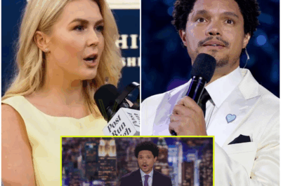 “Mic Drop Mayhem: Karoline Leavitt COMPLETELY SHREDS Trevor Noah LIVE—Leaves Him STUNNED and Speechless! In a Jaw-Dropping 30-Second Takedown, Leavitt Flips the Script and Wrecks Noah’s Ego on His Own Show! The Studio Goes Silent, Fans Go Wild—Was This the Most Savage Moment in Live TV History? Social Media Is Exploding, and the Big Question Is: Did Trevor Just Get HUMILIATED on His Own Turf? Find Out What Happened in This Unbelievable Showdown That’s Still Rocking the Internet!”