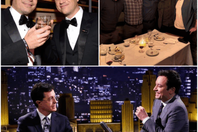 “BREAKING: Late-Night Rebellion Unleashed—Fallon, Kimmel, Meyers, and Oliver Unite to Defend Colbert After Shocking Cancellation!” In an unprecedented move, four of late-night television’s biggest stars—Jimmy Fallon, Jimmy Kimmel, John Oliver, and Seth Meyers—are crossing network lines to rally behind Stephen Colbert after CBS axed The Late Show. What was expected to be another normal broadcast has turned into a heated protest against corporate decisions. With sharp words and even sharper comebacks, these comedians are setting the stage for a showdown that could change the future of late-night TV. Don’t miss the explosive details.