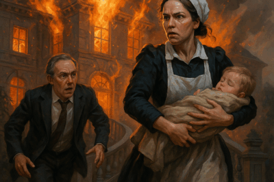 The mansion was engulfed in fire, flames racing toward the nursery as the wealthy Carlton family watched in horror. But just when all hope seemed lost, a maid staggered through the smoke, clutching something against her chest. What she carried out left the family speechless—and revealed a secret no one knew.
