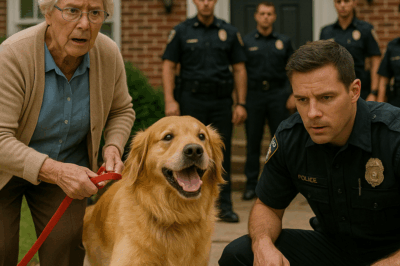 At 72, She Believed She Knew Her Dog’s Every Quirk—Until He Began Acting Strangely Happy, Refusing To Stop Pulling On His Leash. He Led Her Straight To The Police, Where His Discovery Shocked Everyone In The Building, Leaving Even Seasoned Officers In Awe Of The Golden Retriever Who Wouldn’t Stop Barking