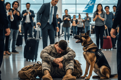 People At The Airport Saw A Soldier Lying On The Floor — Then His Dog Barked At Anyone Who Got Close