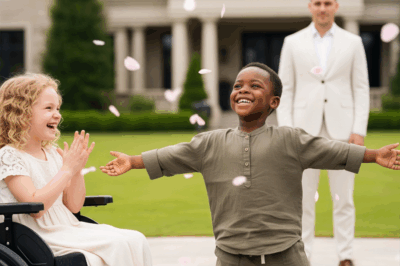 The afternoon sun warmed the vast lawn of the Carter estate. Rows of tulips swayed gently in the breeze, and rose petals scattered across the marble path. It was supposed to be a quiet day—until Ethan Carter, one of the wealthiest businessmen in the state, stepped outside and froze.