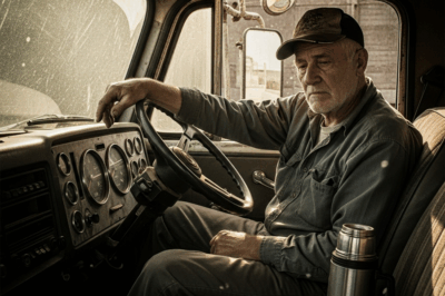 They say every truck leaves behind tire tracks—but the old man left behind a thermos that still smelled like coffee and sacrifice.