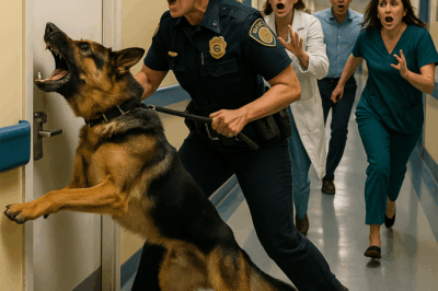 The German Shepherd That Refused to Move: For Hours Max Barked at the Locked Door of Room 207, a Hospital Wing Everyone Believed Had Been Empty for Years—Doctors Whispered About Ghost Stories, Nurses Said the Room Was Cursed, But When Officer Kelly Finally Ordered the Door Open, What They Found Inside Made Even the Toughest Detectives Step Back in Shock, and Turned a Routine K9 Sweep Into a National Mystery That Still Has People Asking: How Did a Dog Sense What Dozens of Humans Missed, and Why Was That Forgotten Room Hiding a Secret All Along?