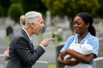 Billionaire Visits Her Son’s Grave And Finds A Black Waitress Crying With A Child – She Was SHOCKED! The sky was gloomy, and a gentle wind shook the ancient trees in the Hawthorne family cemetery. In the quiet space, rows of white marble headstones stood like cold witnesses to time.