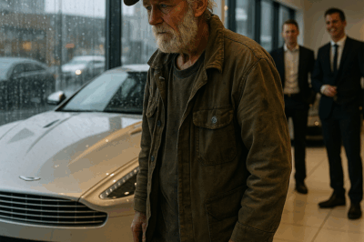 “Can I Fix It for a Meal?” A Homeless Veteran’s Humble Request Was Met With Laughter—Until the Aston Martin Roared Back to Life, Revealing the Stranger’s True Identity: A Forgotten Legend of Engineering Whose Miraculous Past Would Forever Alter the Fate of the Car Dealership and Everyone Inside.