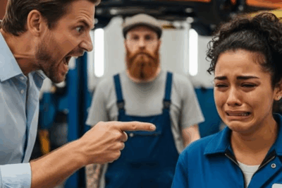 “A Workshop Manager Laughed At A Female Mechanic And Tried To Crush Her In Front Of Her Colleagues — But What No One Knew Was That The Quiet ‘Customer’ Watching Closely Was Actually The Disguised Owner Of The Company”