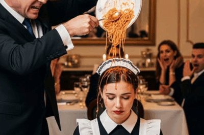 “A Powerful Businessman Mocked A Maid At A Prestigious Banquet, Pouring Pasta On Her Head To Humiliate Her — But Moments Later Something Happened That Left The Entire Ballroom In Shock As The Man Who Thought He Ruled Everything Fell To His Knees”