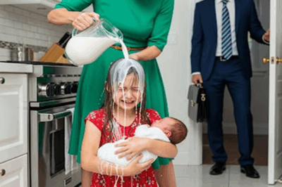 “A Millionaire Came Back From London With Gifts for His Children—But When He Opened the Door and Saw His Stepmother Wife Pouring Milk Over His Little Girl’s Head, His Furious Shout of ‘STOP!’ Sparked a Confrontation That Would Change the Family Forever.”