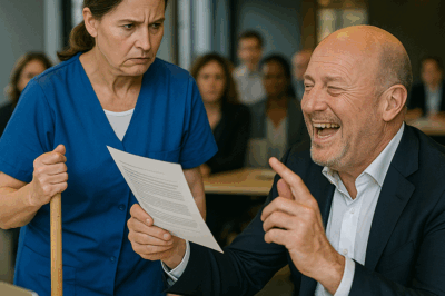 “I’ll Give You My Salary If You Can Translate This! The Millionaire Boss Laughed—But the Cleaning Lady Silenced Him”: A jaw-dropping account of arrogance shattered when a humble janitor exposed brilliance the powerful never expected.