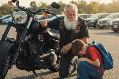 The teenager sat down directly in front of my Harley at the red light and refused to move, tears streaming down his bruised face.