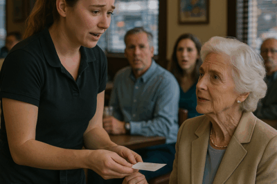 A Struggling Waitress Paid for an Elderly Woman’s Meal Out of Pure Kindness—But What She Didn’t Know Was That the Woman She Helped Was a Secret Billionaire Who Would Later Return With a Shocking Revelation That Left the Entire Restaurant Stunned, High Society Talking, and the Waitress’s Life Changed Forever in One of the Most Unbelievable Twists of Fate Ever Witnessed