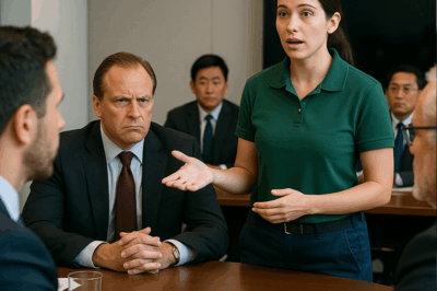 “The Cleaning Lady Everyone Mocked Stood Up in the Middle of a Millionaire’s Meeting—What She Said in a Foreign Language Left the Entire Boardroom Speechless and Her Arrogant Boss Humiliated Forever”