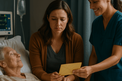 As my mother-in-law passed, I stood alone at her hospital bed—while other rooms were filled with the sounds of supportive families, mine was silent. No husband, no friends, no calls, and no excuses. When the doctor noted the time, a nurse gave me her final letter