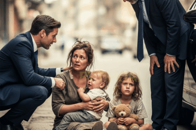 Homeless black woman collapsed on the side of the road, her two-year-old twins cried in despair just as a billionaire passed by and the ending…