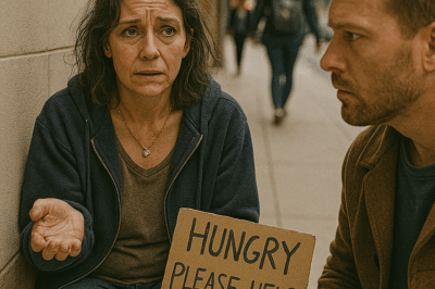 “He Saw a Woman Sitting on the Street Begging for Food—But When She Turned Her Head and He Noticed the Silver Necklace He Once Gave Her Years Ago, His Entire World Stopped. What He Learned About Where She’d Been Broke His Heart and Changed His Life Forever.”