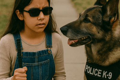 “A Blind Girl Was Given the Most Dangerous Retired Police Dog in the Unit — Everyone Said It Would End in Disaster. But When She Took His Leash, What the Old K9 Did Next Left the Entire Station Speechless.”