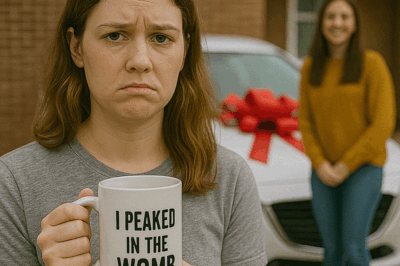 My Family Gifted Me a Coffee Mug That Said “I Peaked in the Womb” While My Sister Got a Brand-New Car—They Laughed, I Smiled, and Said Nothing. But a Year Later, They All Showed Up at My House, Staring at What I’d Built Without Their Help and Begging for My Forgiveness
