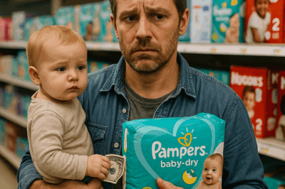 “A Broke Single Father Walked Into a Store With Just One Dollar Left in His Wallet, Hoping It Would Be Enough to Buy a Pack of Diapers — The Cashier Whispered, ‘It’s Not Enough,’ and Everyone Behind Him Started Staring. But Seconds Later, a Stranger Stepped Forward and Changed His Life Forever.”