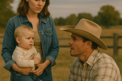 After years of silence, she suddenly returned to the dusty ranch carrying a baby in her arms—when the cowboy saw the child’s face and recognized his own reflection in him, he dropped to his knees in shock.