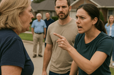 “The HOA President Marched Onto Our Driveway, Yelled About ‘Rule Violations,’ and Reached for My Wife’s Hair—But My Wife’s Calm Five-Word Response, Followed by What She Revealed in Front of the Whole Block, Stunned the Neighborhood and Changed Our HOA Forever.”