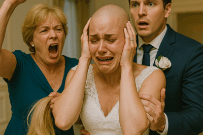 The church went completely silent. Gasps rippled through the crowd as Linda Patterson, my soon-to-be mother-in-law, held my wig high above her head like a flag of victory. My heart stopped. I could feel hundreds of eyes fixed on me — on my bald, bare head, glinting beneath the stained-glass light.