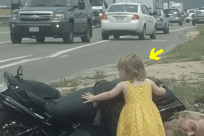 The little girl in a princess dress refused to let go of the injured biker — even the police couldn’t pull her away.