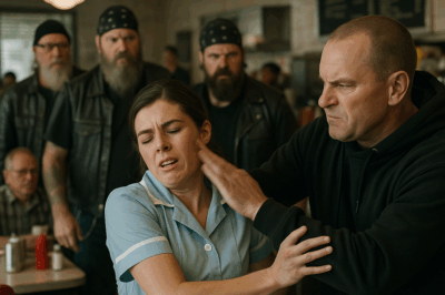 “A Thug Shoved the Waitress so Hard She Nearly Fell, and Before Anyone Could React, the Café Doors Flew Open — Revealing a Group of Unexpected Bikers Whose Arrival Turned the Entire Room Upside Down.”