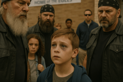 “A Little Boy With a Bruised Eye Whispered ‘Please… Be My Dad’ to a Group of Tough-Looking Bikers — The Next Morning, Thirty-Two Leather-Clad Riders Showed Up at His School and No One Expected What Happened Next.”