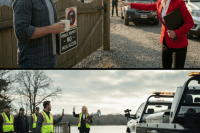 “The HOA President Went Ballistic When I Refused to Open the Gate to My Own Lake Cabin, Screaming That ‘Her Rules Apply Everywhere.’ She Threatened to Call the Cops — But When the Sheriff Arrived and I Showed Him the Deed, She Learned the Truth: I Own the Entire Lake.”
