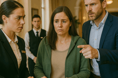 “A Simple Woman Was Denied a Room at the Luxury Hotel She Quietly Owned — The Staff Mocked Her Clothes, Laughed at Her Cheap Bag, and Told Her to ‘Go Somewhere She Belonged,’ Not Realizing Her Husband Was the Billionaire Owner Watching Everything From the Security Room — But When He Walked In Minutes Later, His Next Move Left Every Employee in Shock and the Hotel’s Reputation Changed Forever”