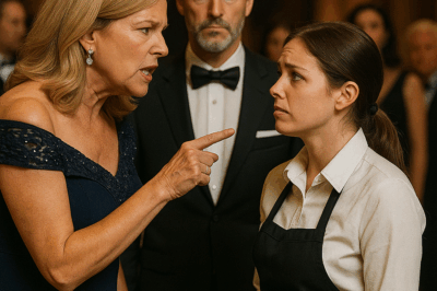 “An Arrogant Socialite Humiliated a Waitress at the City’s Most Prestigious Charity Gala — Mocking Her Accent, Her Dress, and Even Spilling Wine on Her in Front of the Guests, Unaware That the Quiet Waitress Was the Billionaire Host’s Fiancée in Disguise, Testing How People Treated Those Beneath Them — And When He Took the Stage Moments Later and Revealed the Truth, the Socialite’s Fate, and the Entire Room’s Reaction, Left Everyone Speechless”