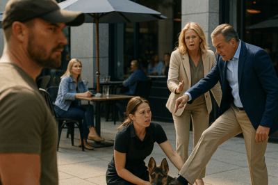 Arrogant Millionaires Kicked the Waitress Guarding Her German Shepherd Puppy—Until the Quiet “Tourist” Navy SEAL at Table Nine Stood