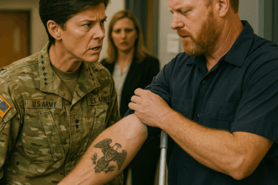 “She Mocked the Quiet Janitor for Being a Single Dad — Until His Sleeve Rolled Up and the Tattoo on His Arm Made the Entire Military Base Fall Silent: The Shocking True Story of How a Female General’s Harsh Words Uncovered the Identity of a Decorated Hero Who Chose a Mop Over Medals, and the Powerful Lesson That Changed an Entire Regiment Forever”