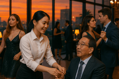 S-No One Would Dance with the Silent Japanese Millionaire at the LA Rooftop Party—Until the Waitress Spoke His Language