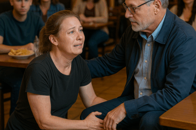 SS“When a Struggling Waitress Accidentally Spilled Coffee on an Angry Customer, He Yelled and Kicked Her Chair as She Fell. ‘Please, Don’t Kick Me… I’m Already Hurt,’ She Whispered. The Whole Diner Went Silent — Until Another Man Stood Up From the Corner Booth, Revealed Who He Was, and Changed Everything.”