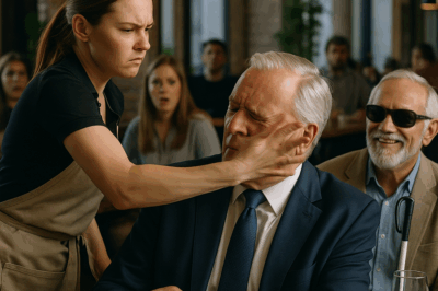 When a Quiet Waitress Dared to Strike a Billionaire for Mocking a Blind Man, the Smile He Gave Her Unraveled Secrets No One Expected—and Turned an Ordinary Night into a Life-Changing Revelation