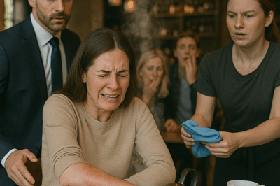 “Cruel Women at the Café Mocked and Harassed the Quiet Lady Until One of Them Spilled Boiling Water on Her — Laughing as She Cried Out in Shock, They Had No Idea She Was the Billionaire Owner’s Wife in Disguise, Testing How Ordinary People Were Treated — But When Her Husband Arrived Minutes Later, His Calm Yet Devastating Response Turned the Entire Café Upside Down and Left Everyone There Trembling, Realizing They’d Crossed the Wrong Woman”