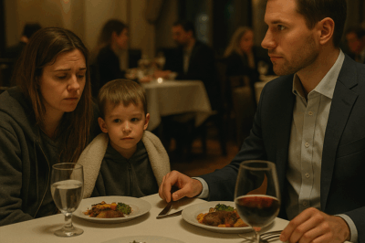 “He Waited at the Café Until Closing, Whispering ‘She Never Came…’ in Defeat — But Just As He Stood to Leave, He Saw a Single Mother Outside Crying in the Rain, Holding a Secret That Would Change His Life Forever.”