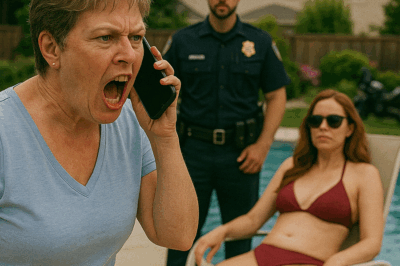 When My Rude Neighbor Called 911 Because I Was Sunbathing at My Own Pool — Claiming “Disabled People Shouldn’t Be Here” — She Thought I’d Get Arrested. But When the Officers Arrived and Saw What I’d Built, Her Fake Concern Turned Into the Most Humiliating Lesson of Her Life.