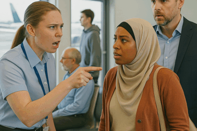 “‘Get Out, You Don’t Belong Here!’ — The Gate Agent Yelled at a Quiet Passenger in Old Clothes, Mocking Her as Other Travelers Laughed. Moments Later, the Flight Was Delayed Because a Very Important Man Arrived — and When the Agent Learned He Was the Woman’s Husband and the Chief of the FAA, What Happened Next Left the Entire Airport in Absolute Silence”
