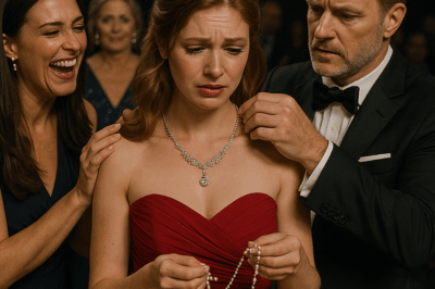 “They Laughed When Her Necklace Snapped and Scattered Across the Stage — Until the Billionaire in the Front Row Stood Up, Walked Toward Her, and Replaced It With a Family Heirloom Worth More Than the Entire Theatre. What He Said Next Silenced the Crowd and Turned the Night of Her Worst Humiliation Into the Beginning of a Story No One in That City Would Ever Forget”