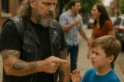 A frightened child at the back booth silently begged