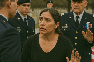 At the funeral of a decorated General, a woman in a simple black dress tried to approach the casket — but the guards blocked her, saying “Family only.” The ceremony fell silent when another 4-star General stepped forward, removed his hat, and said five words that changed everything: “Let her through. She’s family.”